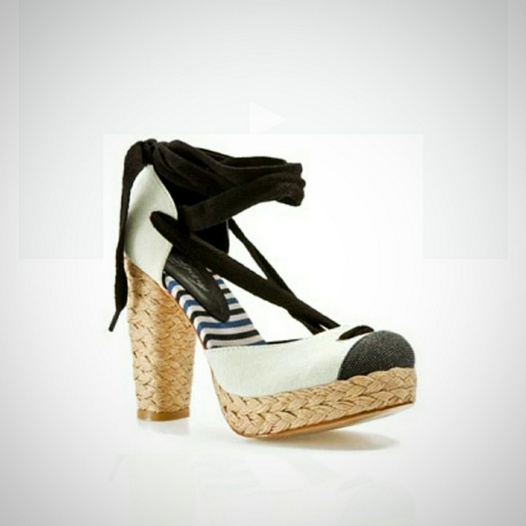 Modcloth Sz 9 Nautical Espadrille Platform Sandals - Picture 7 of 7